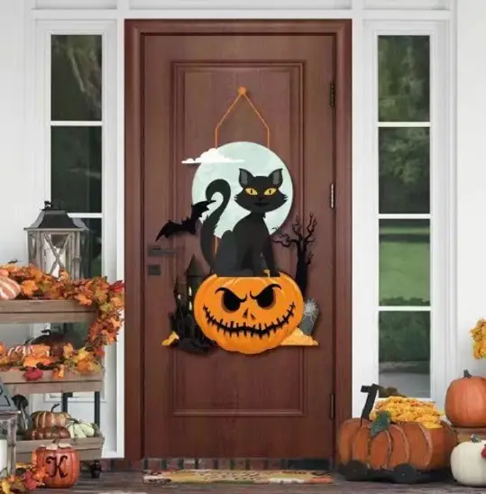 Naklejka na drzwi Halloween Kot