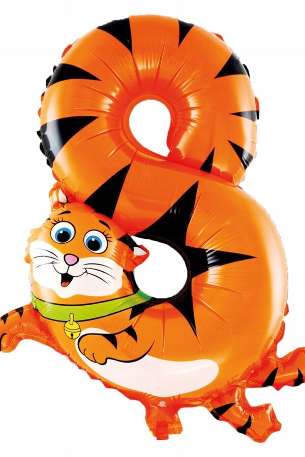 Balon foliowy cyfra 8 zwierzaki 16 cali