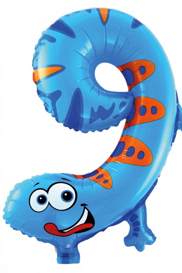 Balon foliowy cyfra 9 zwierzaki 16 cali