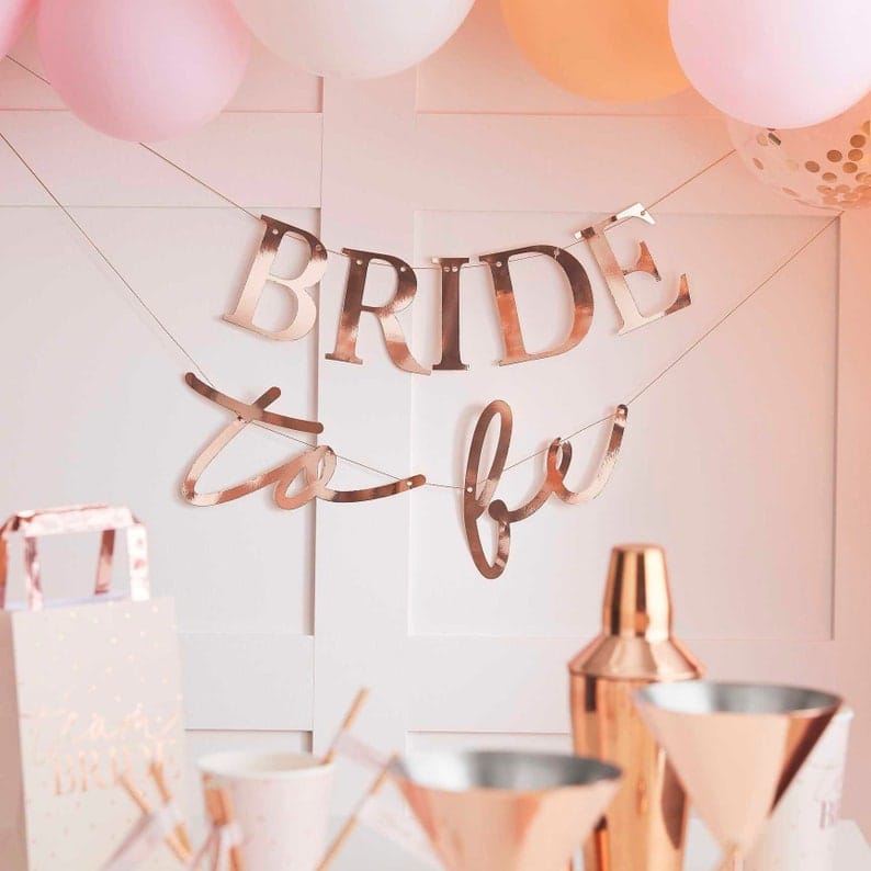 Baner Bride To Be rose gold duży