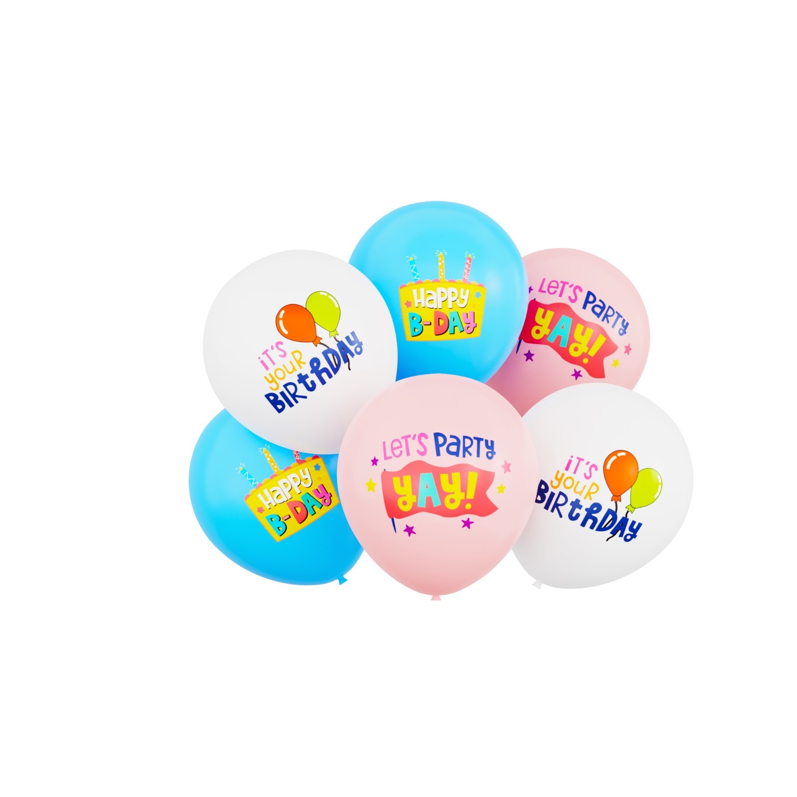 Balon lateksowy Happy Birthday B-Day, 12 cali 6szt