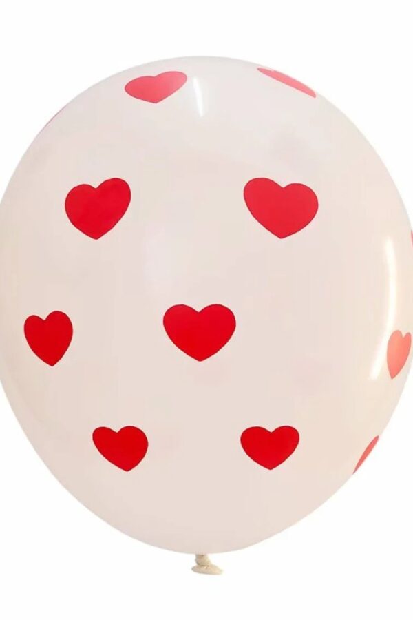 Balon lateksowy 12cali biały w serca 100szt