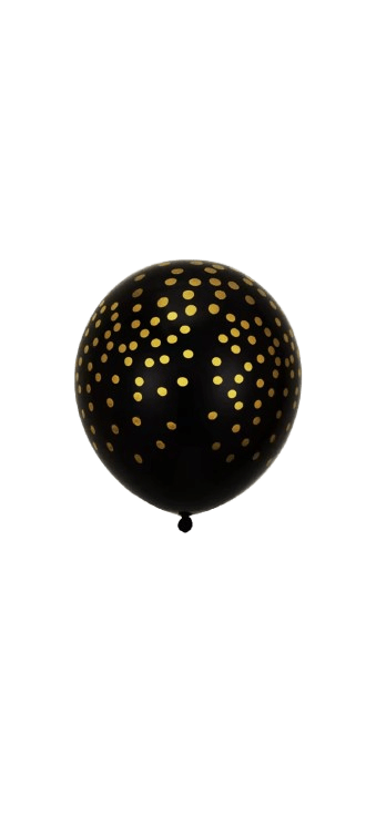 Balon lateksowy 12cali czarny w złote kropki 100szt