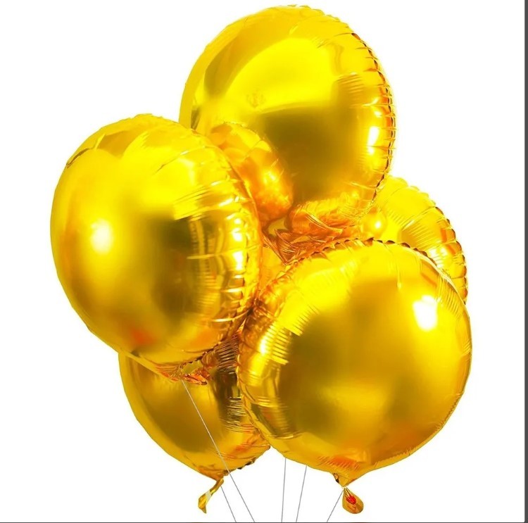 Balon foliowy okrągły kula 18 cali złoty 50szt