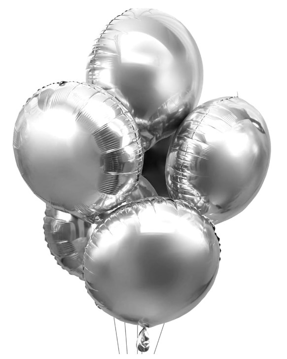 Balon foliowy okrągły kula 18 cali srebrny 50szt