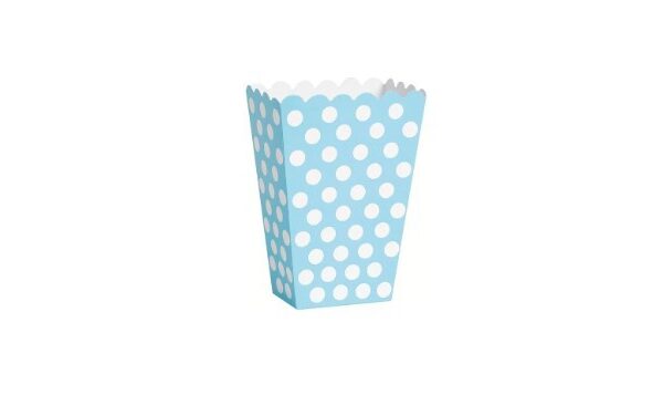 Pudełka na popcorn błękitny w grochy 6szt