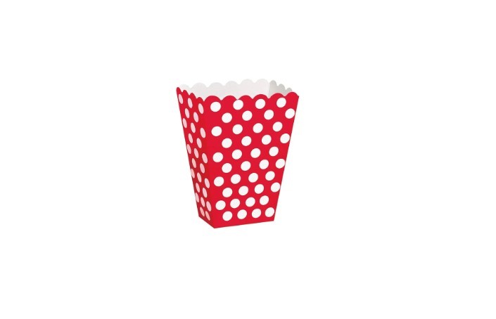 Pudełka na popcorn czerwone w grochy 6szt