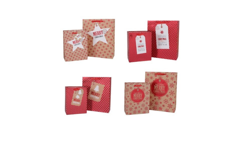 Torebki na prezenty Merry Christmas 12szt mix rozm. xs