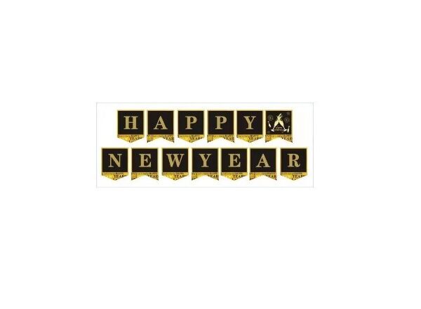 Baner czarny złoty Happy New Year