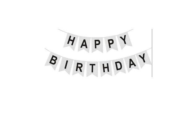 Baner srebrny Happy Birthday