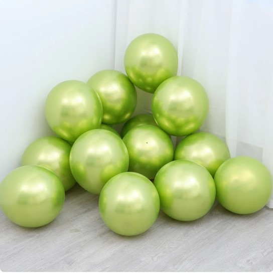 Balon lateksowy 10szt zielony chrom 10 cali, kiwi