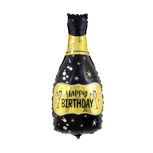 Balon foliowy butelka szampan 44cm x 83cm Happy Birthday