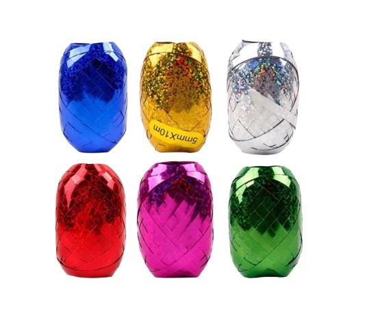 Wstążka plastikowa holograficzna mix kolor 10m, 6szt