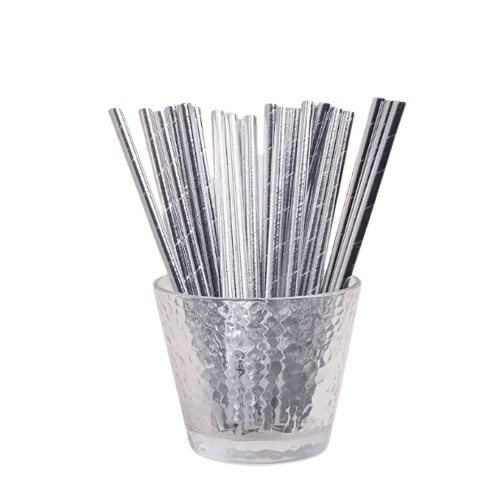 Słomki srebrne 25szt silver