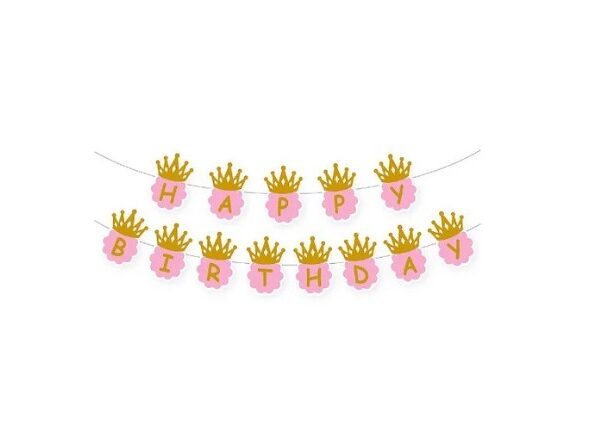 Baner Happy Birthday Różowy