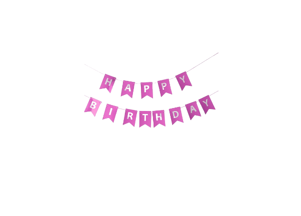 Baner fuksja Happy Birthday , ciemny różowy