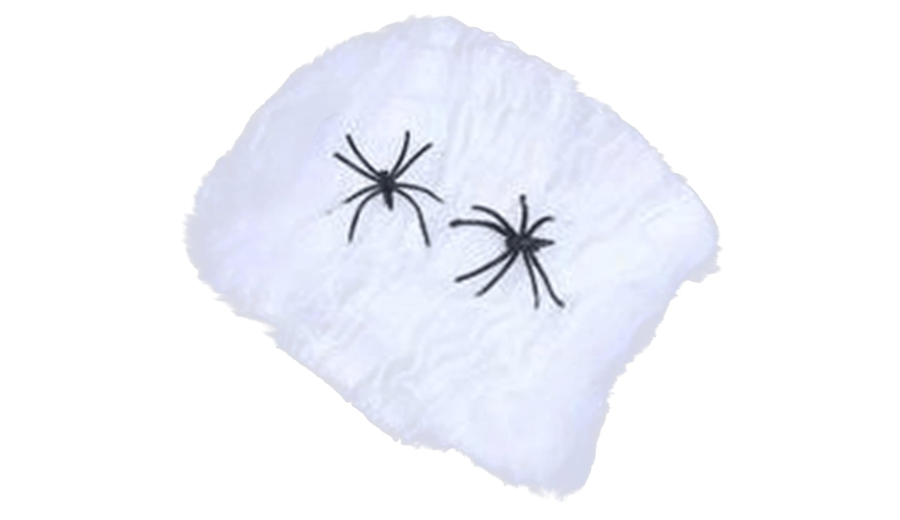 Pajęczyna Halloween biała 20g, 2 pajaki girlanda