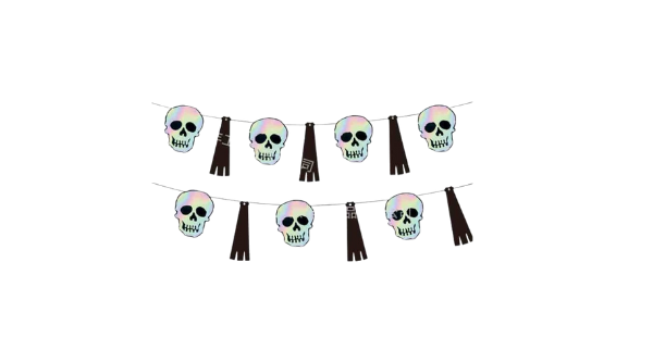 Baner Halloween Czaszki Holograficzny