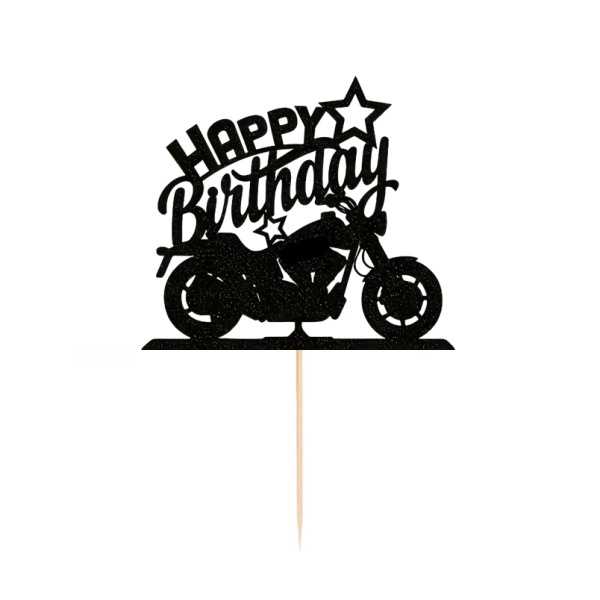 Topper na ciasto, tort Happy Birthday Motor, błyszczący