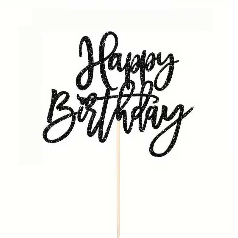 Topper na ciasto, tort Happy Birthday błyszczący