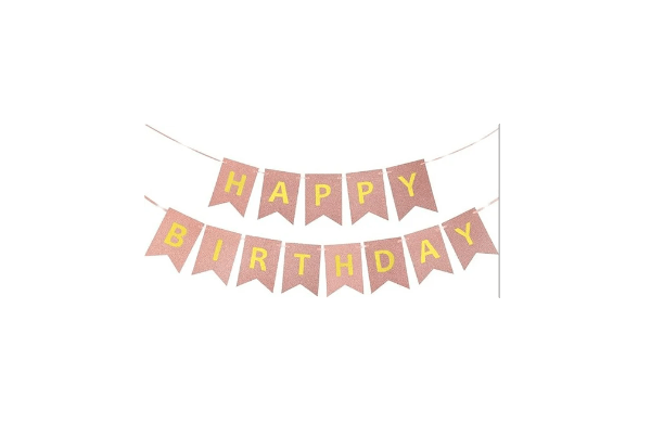Baner Rose Gold brokatowy Happy Birthday