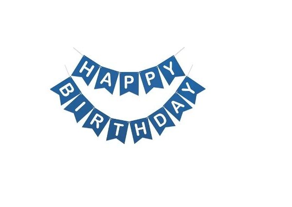 Baner granatowy Happy Birthday , ciemny niebieski