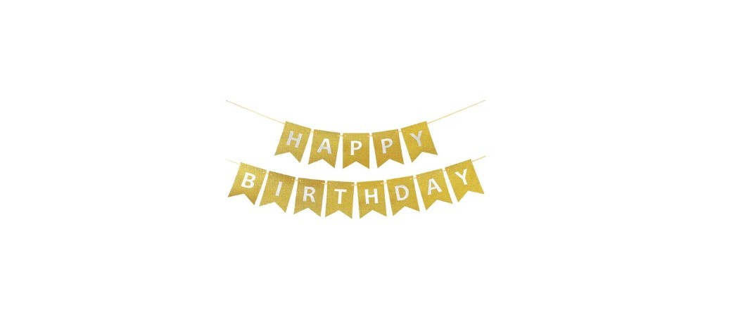 Baner złoty brokatowy Happy Birthday