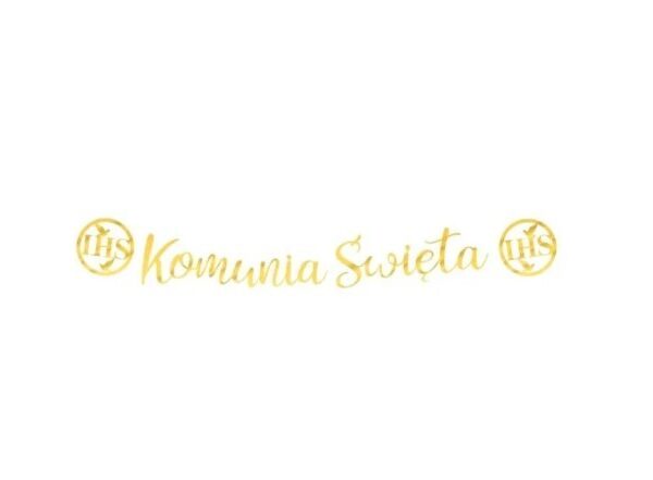 Baner złoty Pierwsza Komunia IHS