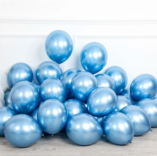 Balon lateksowy 10szt niebieski chrom 10 cali