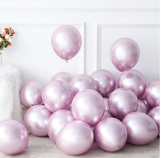Balon lateksowy 50szt jasny fiolet chrom 10 cali, różowy