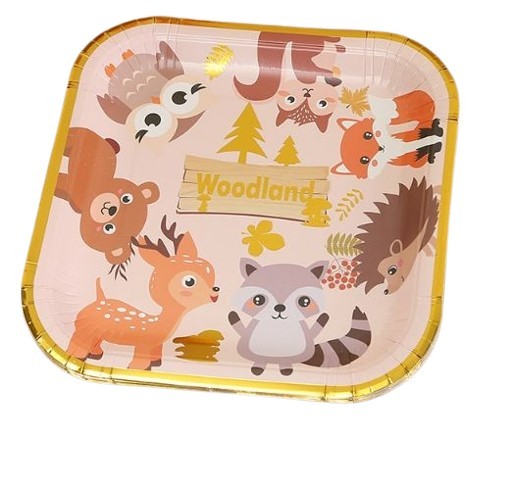 Talerzyki papierowe Zwierzątka Woodland 7cali, 6szt