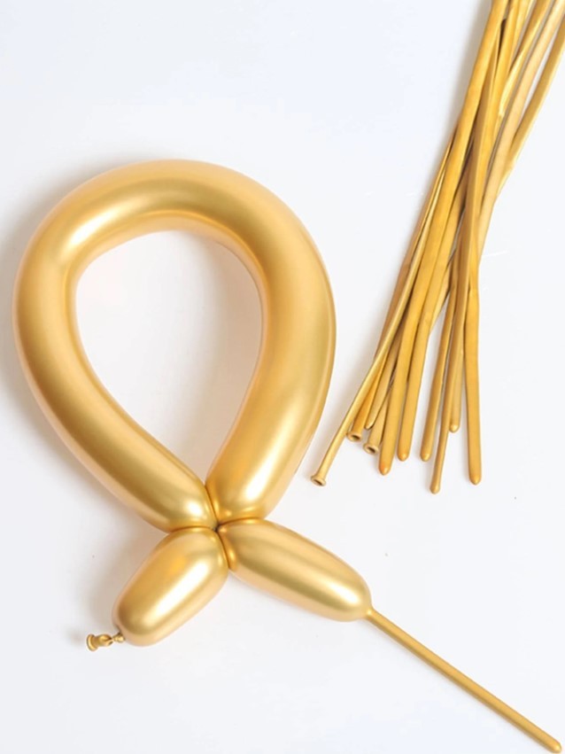 Balon lateksowy modelingowy złoty chrom, do modelowania 100szt