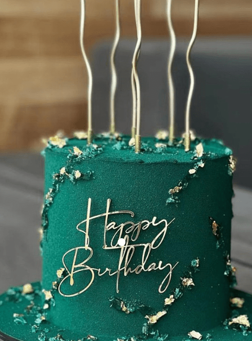 Topper na tort Happy Birthday  złoty