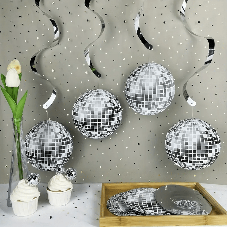 Świderek girlanda 80cm kula disco 6szt