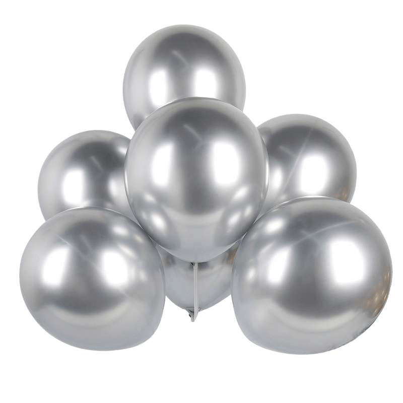 Balon lateksowy 50szt srebrny chrom 12 cali