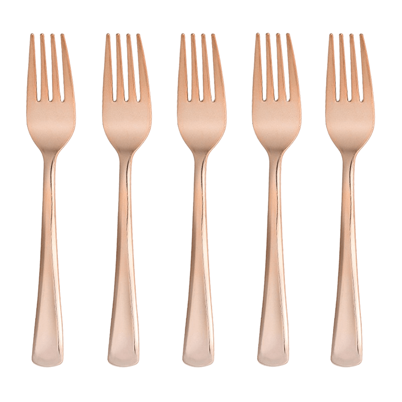 Sztućce jednorazowe, widelec rose gold 10szt