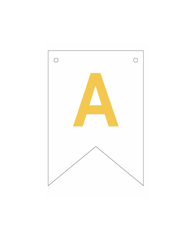 Baner biała złoty litera A 16,5 cm
