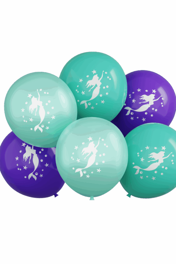 Balon lateksowy zestaw syrenka, 12 cali 6szt