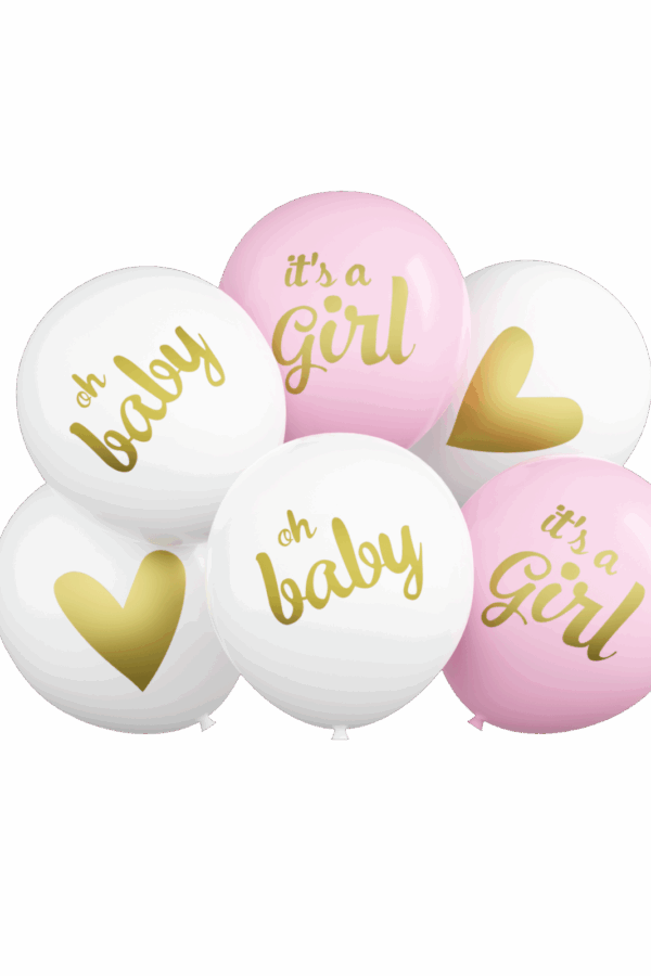 Balon lateksowy zestaw baby girl , 12 cali 6szt