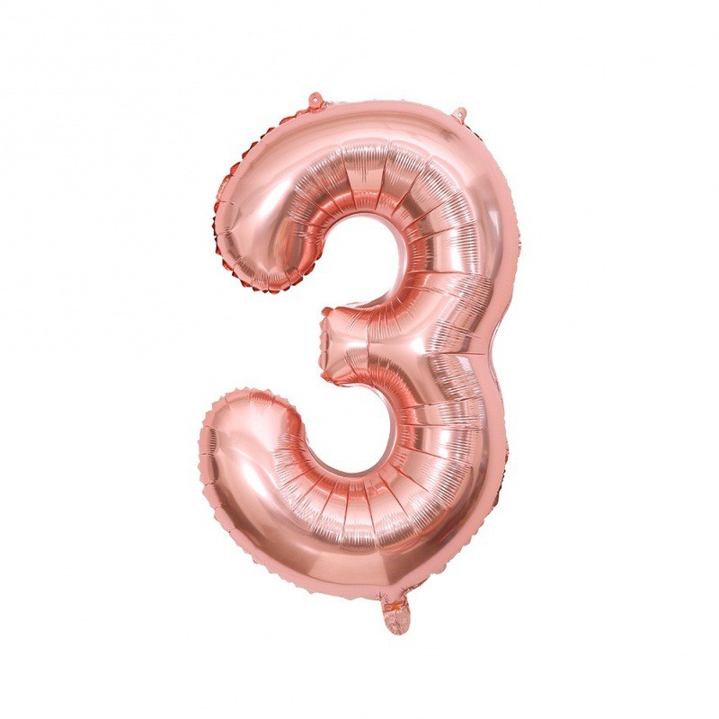 Balon foliowy cyfra 3 rose gold, 40 cali