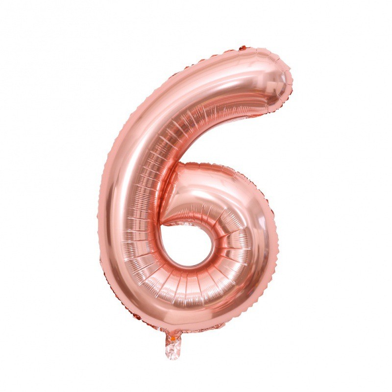 Balon foliowy cyfra 6 rose gold, 40 cali