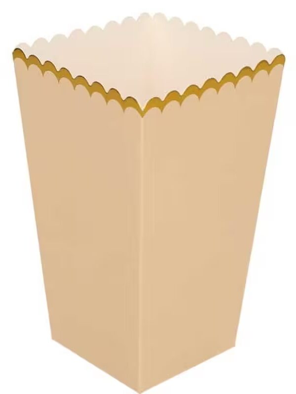 Pudełka na popcorn beżowe ze złotym 6szt