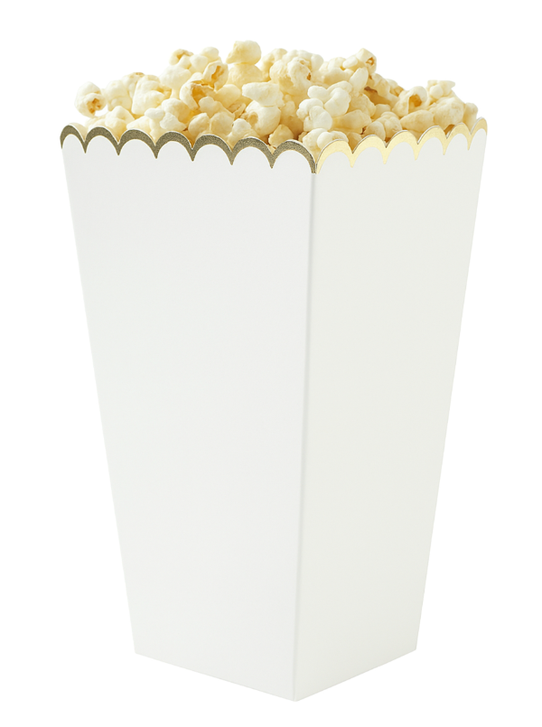 Pudełka na popcorn białe ze złotym 6szt